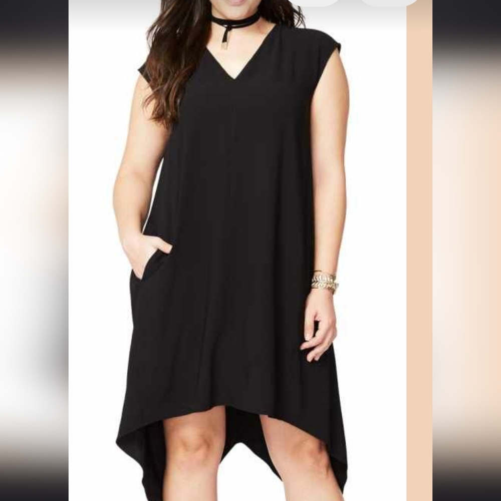 RACHEL Rachel Roy Plus Size Handkerchief Black Dress